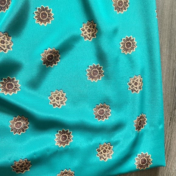 Vintage Tan Jay 2 Piece Midi Dress Set Teal Green With Floral Print Women's 8 - Picture 2 of 16